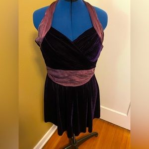 Vintage Karlie Velvet Silk Dress Plum Purple / Size L / Excellent Condition 💜🔮